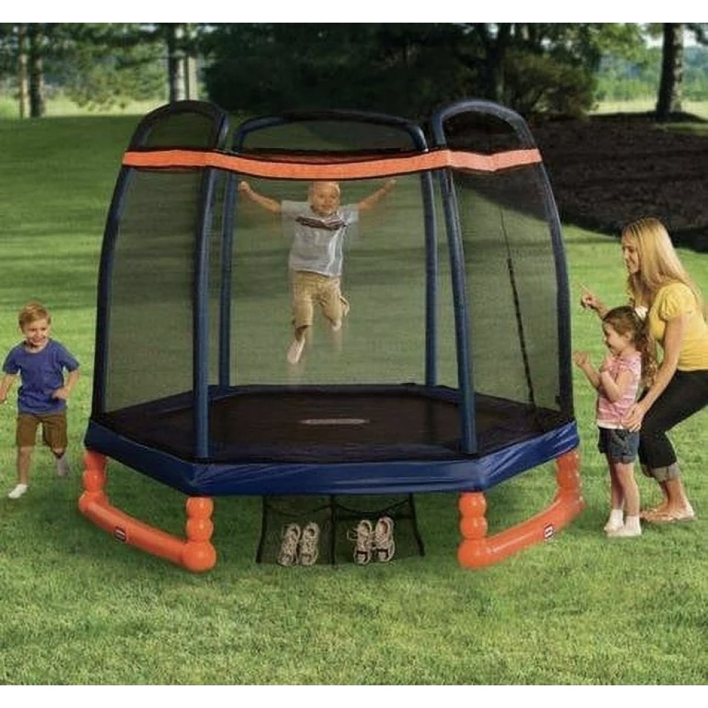 Little Tikes 7Foot Trampoline, with Enclosure, Blue/Orange